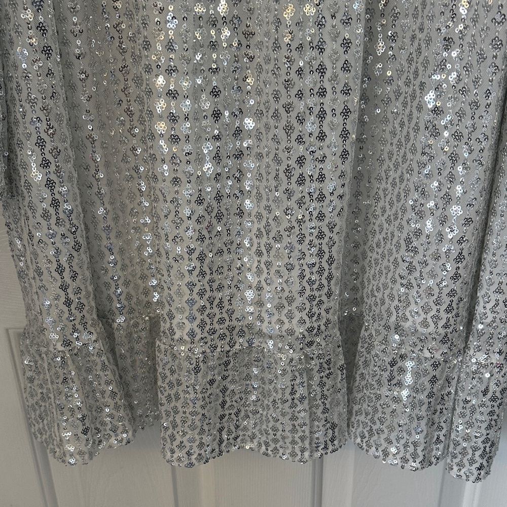 Chic Soul Silver Sequin Long Sleeve Dress - Picture 4 of 6
